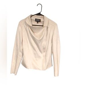 Montanaco cream Jacket size M Faux Suede Asymmetric Full Zip Cowl Neck